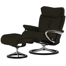 Stressless Relaxsessel Leder 91 x 112 x 84 cm Braun mit Hocker