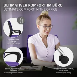 ML-Design Bürostuhl ergonomisch, Lila, Höhenverstellbarer Schreibtischstuhl mit Armlehnen, Computerstuhl mit atmungsaktiver Netzbespannung,