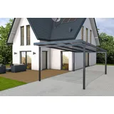 Gutta Premium Carport 3,09 x 5,62 m anthrazit inkl. Seitenwand, Regenrinne, Rückwand