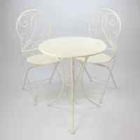 Frank Flechtwaren Bistro-Set White Romance 3tlg. Sitzgruppe Garten Terrasse Tisch Stühle Balkon - Weiß