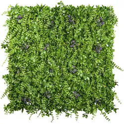 CREATIV green künstliche Pflanze Premium-Blättermatte, ca 100x100x8cm, grün, lila Blüten