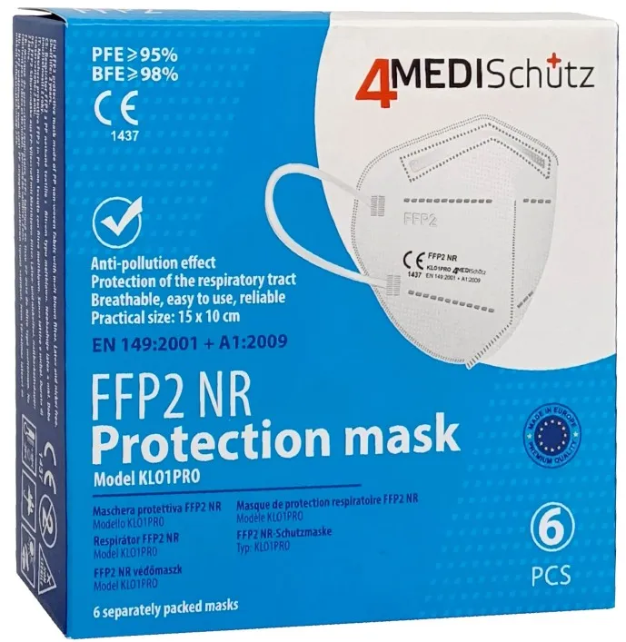 6 Stk. FFP2 Maske zertifiziert - Made in EU