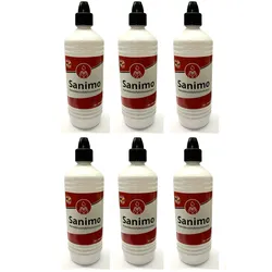 6x 1000ml Sanimo Handdesinfektionsmittel - anwendungsfertig - nach Rezept der WHO Desinfektionsmittel Hände Nachfüllflasche