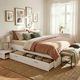 le quai des affaires Weber Industries Bett, Weiß, Holzwerkstoff, 160x200 cm, Schlafzimmer, Betten