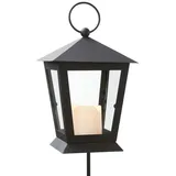 StarTrading LED Laterne mit Kerze Erdspieß flackernd 40cm Timer schwarz