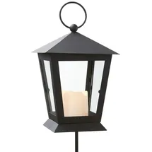 StarTrading LED Laterne mit Kerze Erdspieß flackernd 40cm Timer schwarz