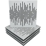 4er-Pack – Schallabsorptions-Diffusions-Akustikpaneel | 50x50x5cm | Absorption – Diffusion – Reflexion – Schalldämmung | Dekorative Akustiklösung | Farbe: [x4 WAVE | Weiß glänzender Kunststoff]