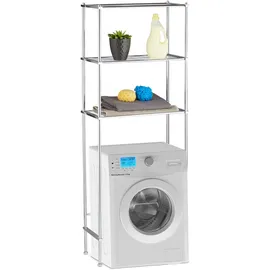 Relaxdays Überbauregal Waschmaschine 162 x 63 x 30 cm Silber