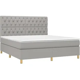 vidaXL Boxspringbett mit Matratze & LED Hellgrau 160x200 cm Stoff
