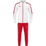 Jako Kinder Trainingsanzug Polyester Power mit Kapuze, Weiß/Rot, 164