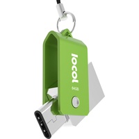 Iocol Twister USB C Stick 64GB Dual - 2 in 1 Funktion > Mini USB 3.0 & Type C < Wasserdicht & Klein - Swivel drehbar aus Metall Ideal für Schlüssel-Anhänger - 64 GB Flash Drive Speicherstick in Grün