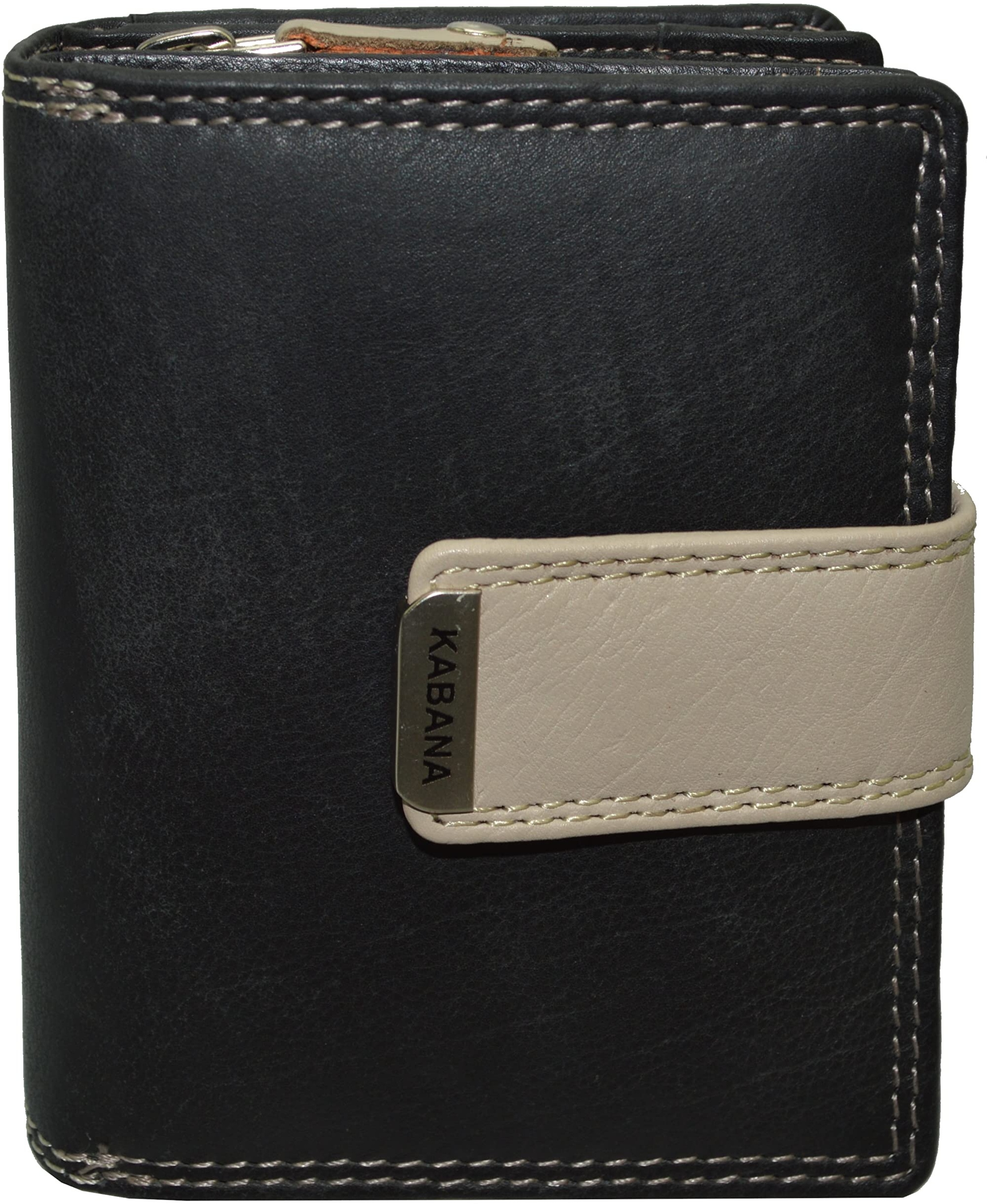flevado Damengeldbörse Brieftasche Echt Leder mit Riegelverschluss RFID Schutz Handarbeit Farbe wählbar (schwarz beige)