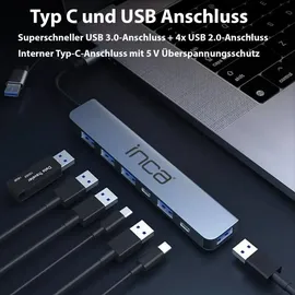 inca IUTP-7T USB 3.2 Gen 1 (3.1 Gen 1) Type-A + Type-C 5000 Mbit/s Grau