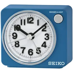 Quarzwecker SEIKO "QHE100L", blau, Wecker, Wecker, Reisewecker, Schlafzimmer, Schlummerfunktion, Beleuchtung