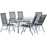 Beliani Gartenmöbel schwarz 6-Sitzer, Loungemöbel, Loungemöbel-Sets
