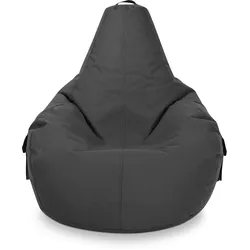 Green Bean© 2er Set Sitzsack + Hocker "Cozy+Cube" - fertig befüllt - Bean Bag Bodenkissen Lounge Sitzhocker Gamingstuhl Pouf - Anthrazit