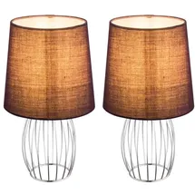 GLOBO Nachttischleuchte Textilschirm Lila 2 St.