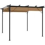 Festnight Pavillon Pergola mit Verstellbares Dach 3x3 m Terassenüberdachung Freistehend Wasserdicht Gartenpavillon mit Sonnenschutz Überdachung Garten Partyzelt Metall Terrasse