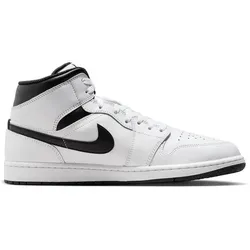 NIKE Herren Basketballschuhe AIR JORDAN 1 MID, WHITE/BLACK-WHITE-BLACK, 42 1⁄2
