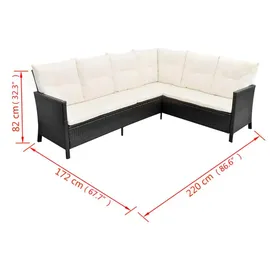 vidaXL Polyrattan Lounge-Set mit Auflagen 4-tlg. schwarz 43096