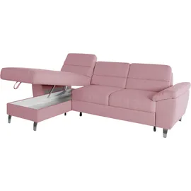 sit&more Ecksofa SIT & MORE "Sorano L-Form", rosa (altrosa), B:250cm H:88cm T:161cm, Sofas, Ecksofa, wahlweise mit Bettfunktion und Bettkasten