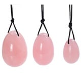 Yoni Eier Dreierset, Egg Massage Stein mit 3 Größen, Beckenbodentrainer Übungs Set, Ben Wa Balls Massage Steine (Rosa)