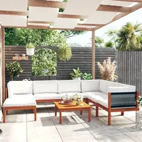 VidaXL 8-tlg. Garten-Lounge-Set mit Kissen Cremeweiß Massivholz Akazie