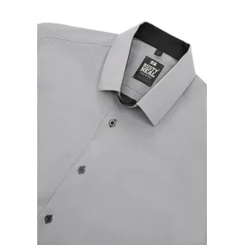 RUSTY NEAL Langarmhemd RUSTY NEAL, Herren, Gr. 4XL, EURO-Größen, grau, 60% Baumwolle, 37% Polyester, 3% Elasthan, unifarben, Hemden, mit Krawatte