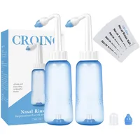 CROING - 40x Salzbeutel + 2x Nasendusche Flasche (300ml) - Neti pot, Nasendusche Nasenspülung Nasenreinigung Nase Spülen
