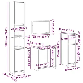 vidaXL Badmöbel-Set Altholz-Optik 4-tlg. Braun