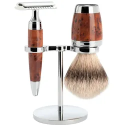 Mühle Stylo 3 tlg Rasierset Silberspitz, Hobel, Griff Thuja Holz Herren 