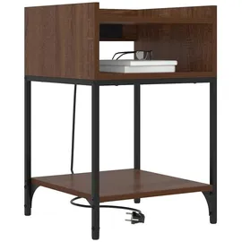 vidaXL Nachttisch mit Regal 2 pcs Braune Eiche 40 x 40 x 61 cm Holzwerkstoff