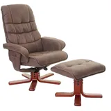 Mendler Relaxsessel HWC-E30, Fernsehsessel Liegesessel TV-Sessel mit Hocker, ~ Wildlederimitat braun