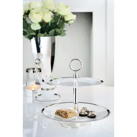 Fink Etagere "PLATINUM", weiß, H:26cm Ø:27cm, Porzellan, Servierplatten, Etagere, Servierplatte mit Platinumrand, mit 2 Etagen, Höhe ca. 26 cm