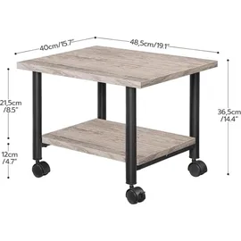luxuskollektion Druckertisch mit arretierbaren Rollen und 2 Ebenen, Industrie-Design