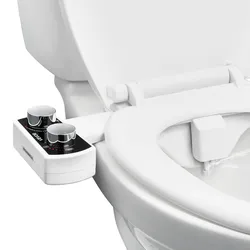 VEVOR Bidetaufsatz Doppeldüsen Einstellbarer Wasserdruck WC-Aufsatz Weiß