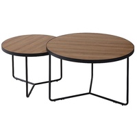 Feldmann-Wohnen Couchtisch Italia II, 2er-Set 80x80cm 60x60cm Nussbaum schwarz braun