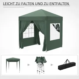 Outsunny Pavillon 2x2m Faltpavillon 4 Seitenwände mit Fenster Tragetasche Stahl