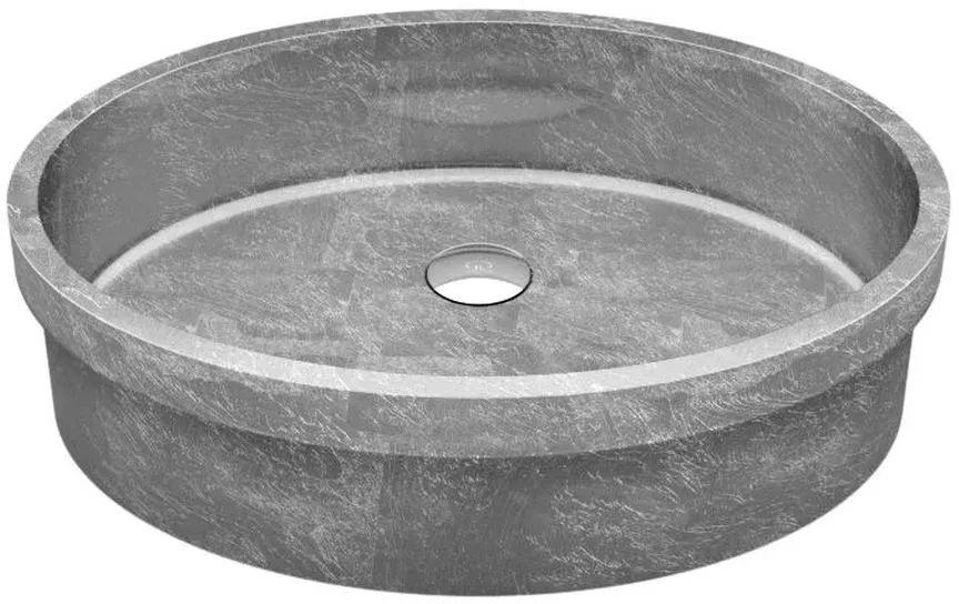 Glassdesign Tondo FL Halbeinbauwaschbecken VetroFreddo mit AntiScratch - Silber (Blattauflage 3D)