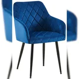 CLP Esszimmerstuhl Monett Samt dunkelblau/Metall matt schwarz