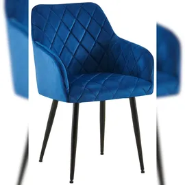 CLP Esszimmerstuhl Monett Samt dunkelblau/Metall matt schwarz