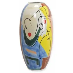Casa Padrino Porzellan Vase Bunt H. 63,8 cm - Handbemalte Deko Blumenvase mit abstraktem Motiv