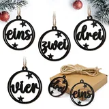 Adventskranz Zahlen, 4 Stück Deko Adventskranz Modern Holz, Adventskranz Deko Schwarz Adventszahlen 1-4, Adventsdeko Schriftzug Weihnachtsanhänger Gesteck Adventskranz für Kerzen Kerzenhalter