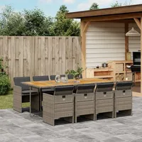 vidaXL Garten-Essgruppe 9-tlg. Grau