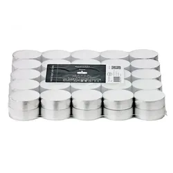 EDZARD 50 Stück Teelichter weiß, Premium Wachs, Alu-Cup, Durchmesser 39 mm, ohne Duft, Brenndauer 4 Stunden