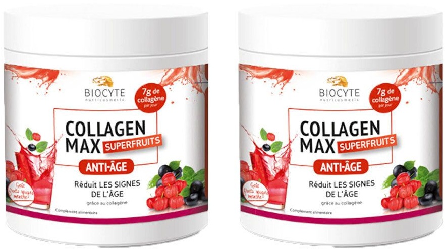Biocyte® Collagen Max® Superfruits - Collagène poudre 2x260 g Poudre