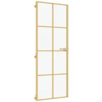 vidaXL Innentür Schlank Golden 76x201,5 cm Hartglas und Aluminium