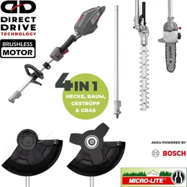 Ikra mogatec IKRA BOSCH 36V Akku Multitool IB-MT 36, Freischneider, Trimmer, Heckenschere & Entaster mit Akku (4,0Ah) & Ladegerät,