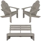 ML-Design Gartenbank 3-Sitzer 3tlg. 120 x 60 x 90 cm Grau