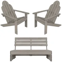 ML-Design Gartenbank 3-Sitzer 3tlg. 120 x 60 x 90 cm Grau
